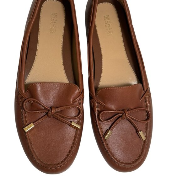 Michael Kors Sutton Cognac Moccasin Flat Loafers with  Bow Size 8.5 Lk Nw! - Picture 2 of 6